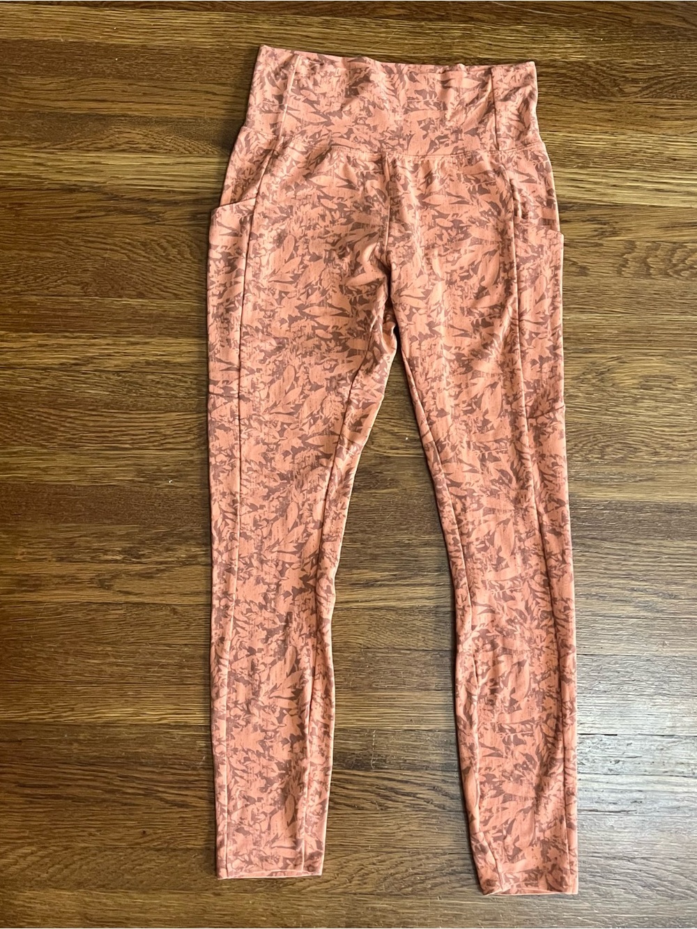 REI cooperative leggings S orange Fall leaves w/ Pockets granola girl